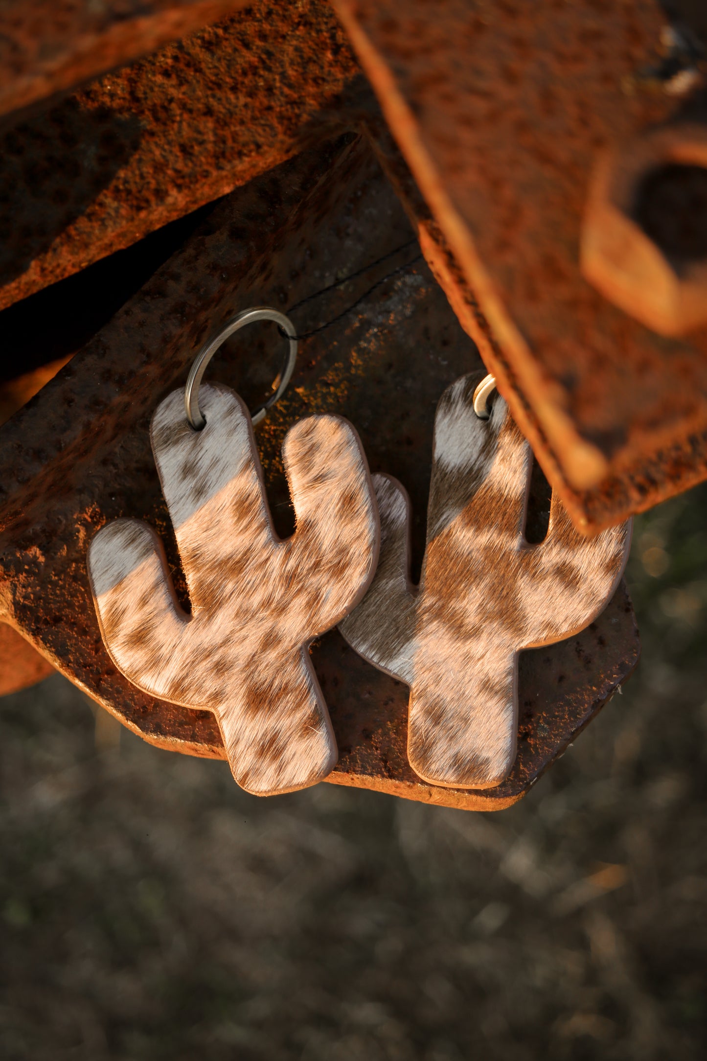 Cactus Cowhide Keychain