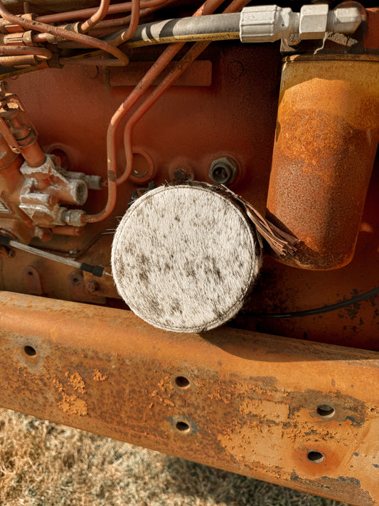 Round Cowhide Jewelry Box