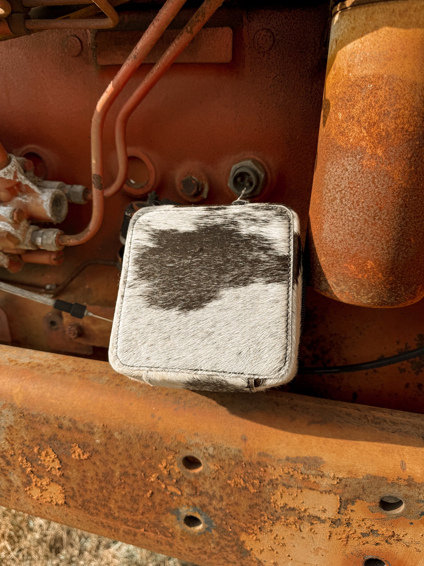 Square Cowhide Jewelry Box