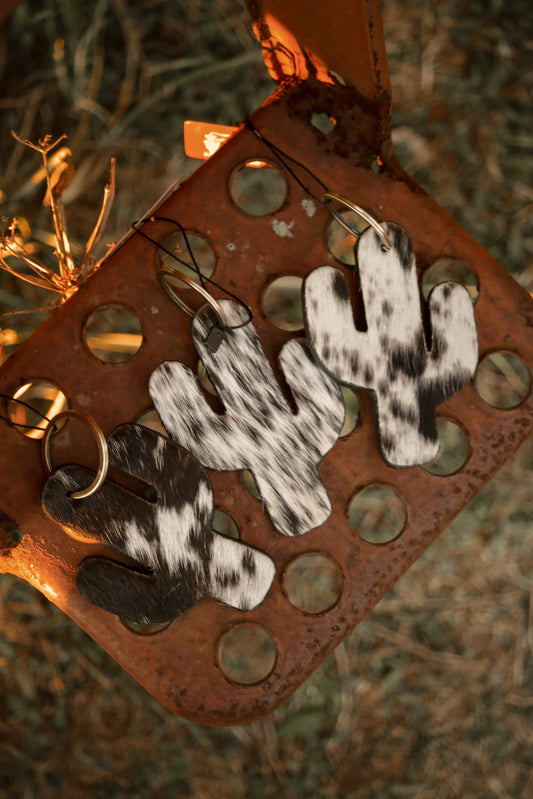 Cactus Cowhide Keychain
