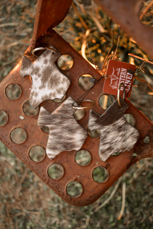 Texas Cowhide Keychain