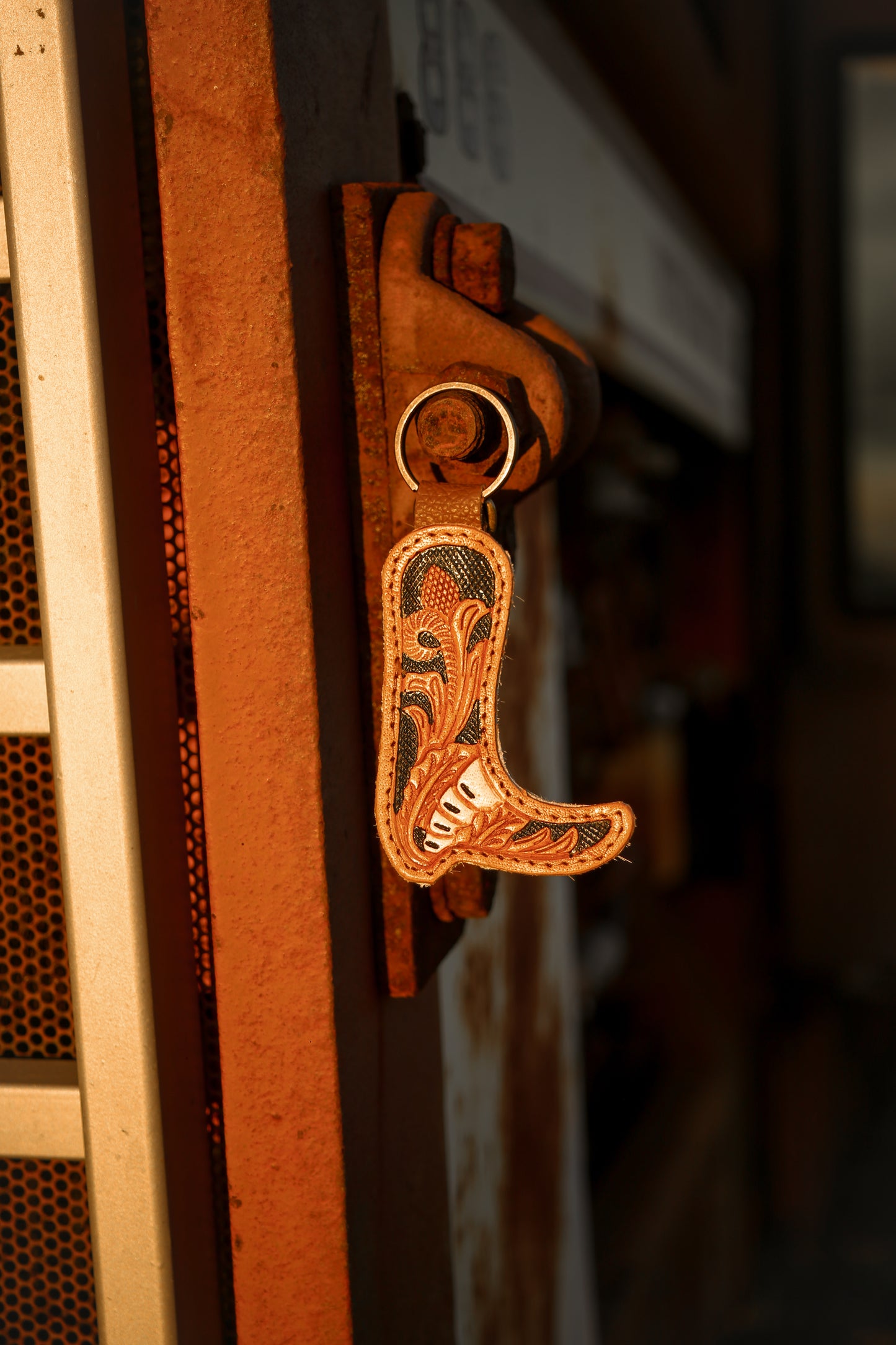 Leather tooled boot charm