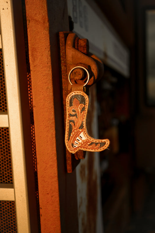 Leather tooled boot charm