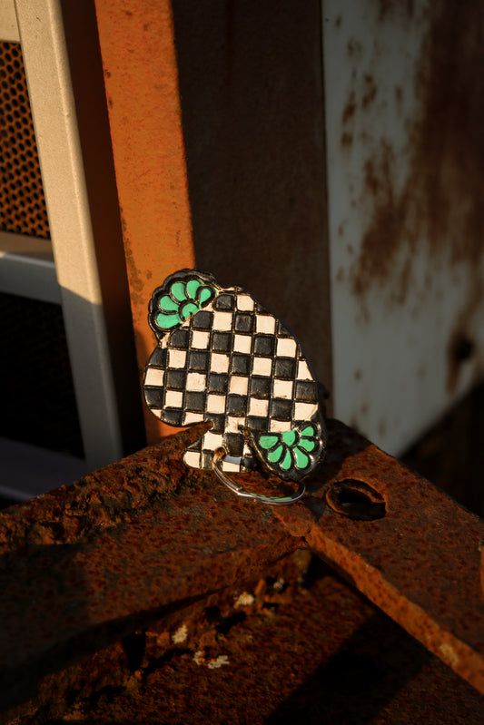 Checkered Spade Keychain