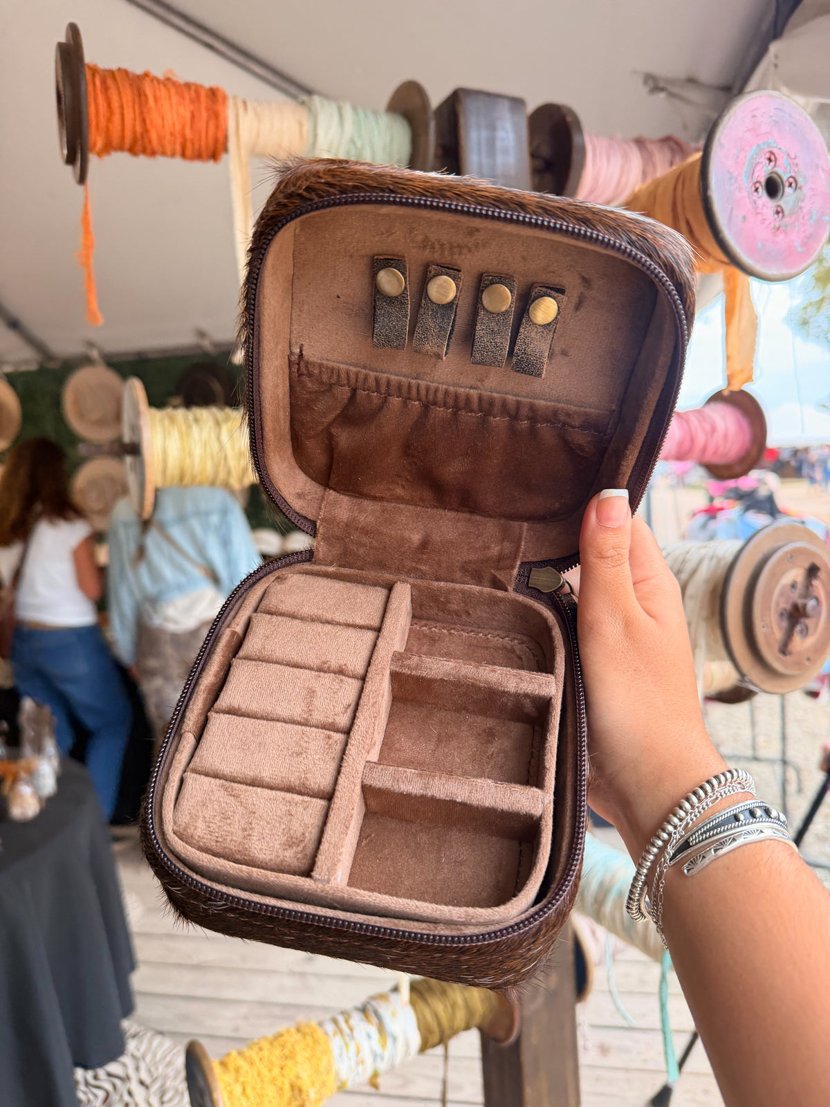 Square Cowhide Jewelry Box