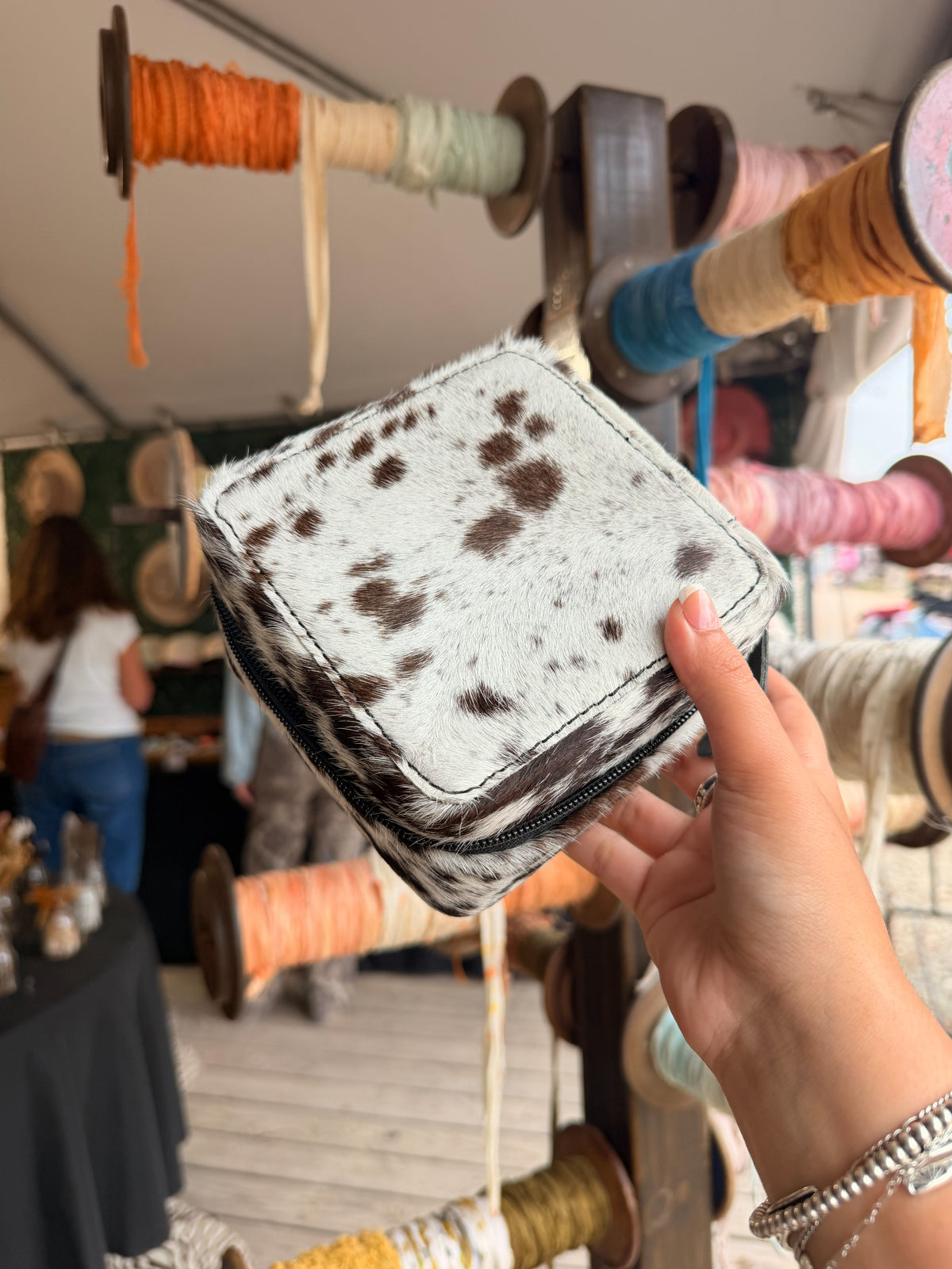 Square Cowhide Jewelry Box