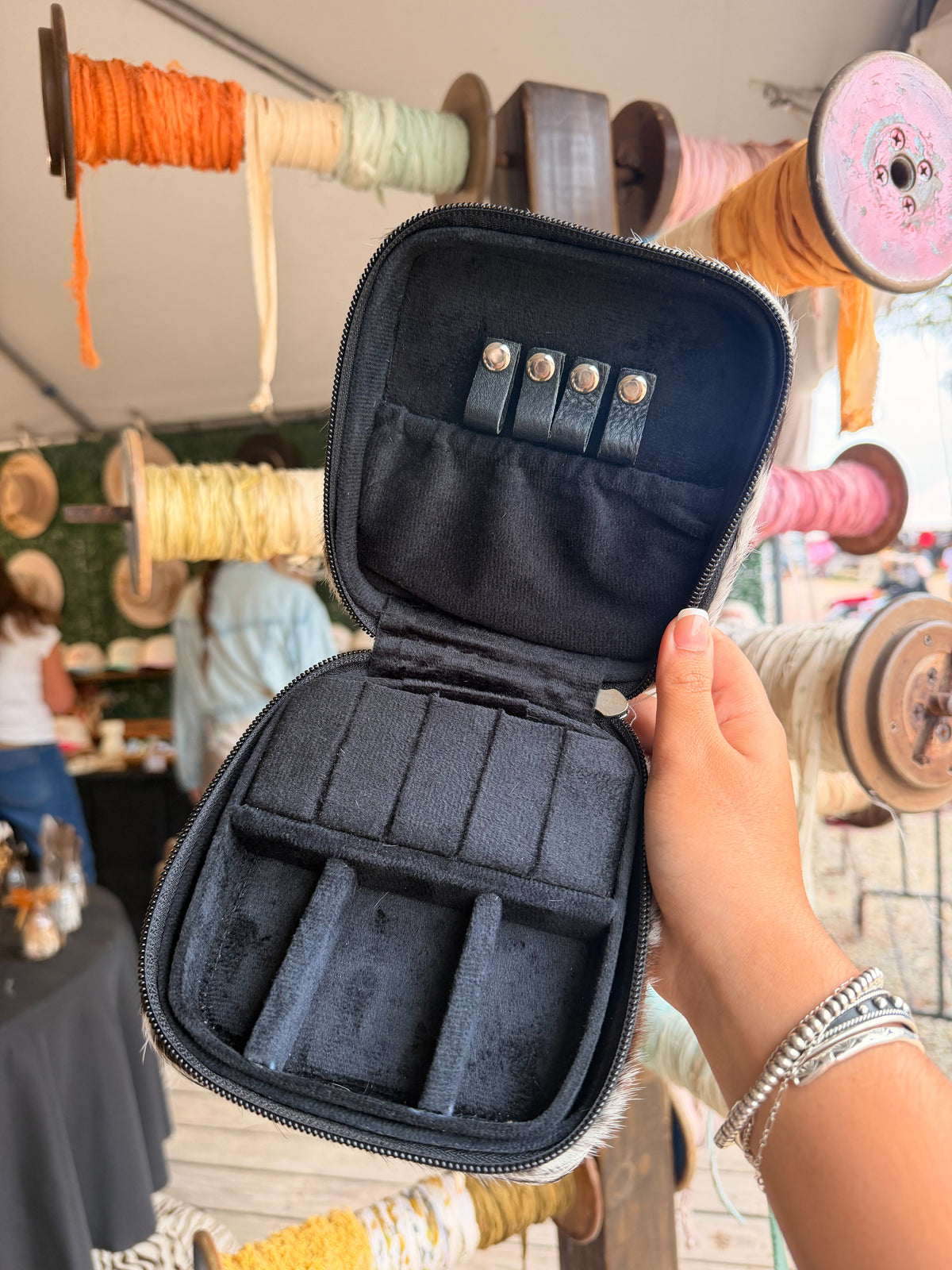 Square Cowhide Jewelry Box