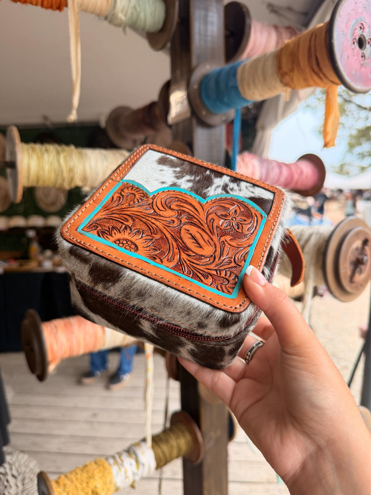 Square Cowhide Jewelry Box