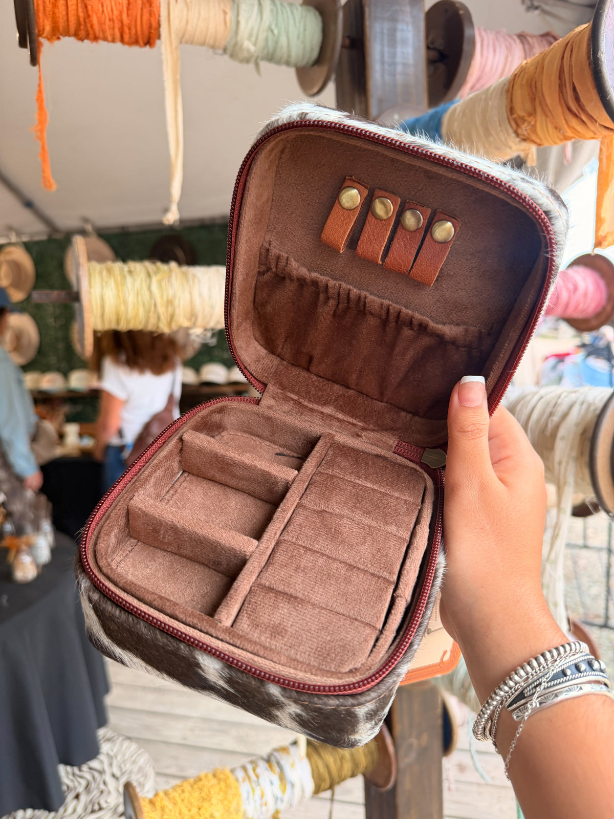 Square Cowhide Jewelry Box