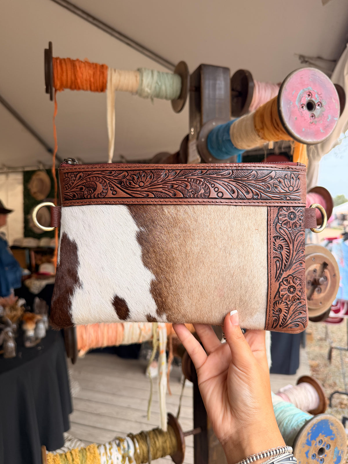 Cowhide + Leather Frame Crossbody