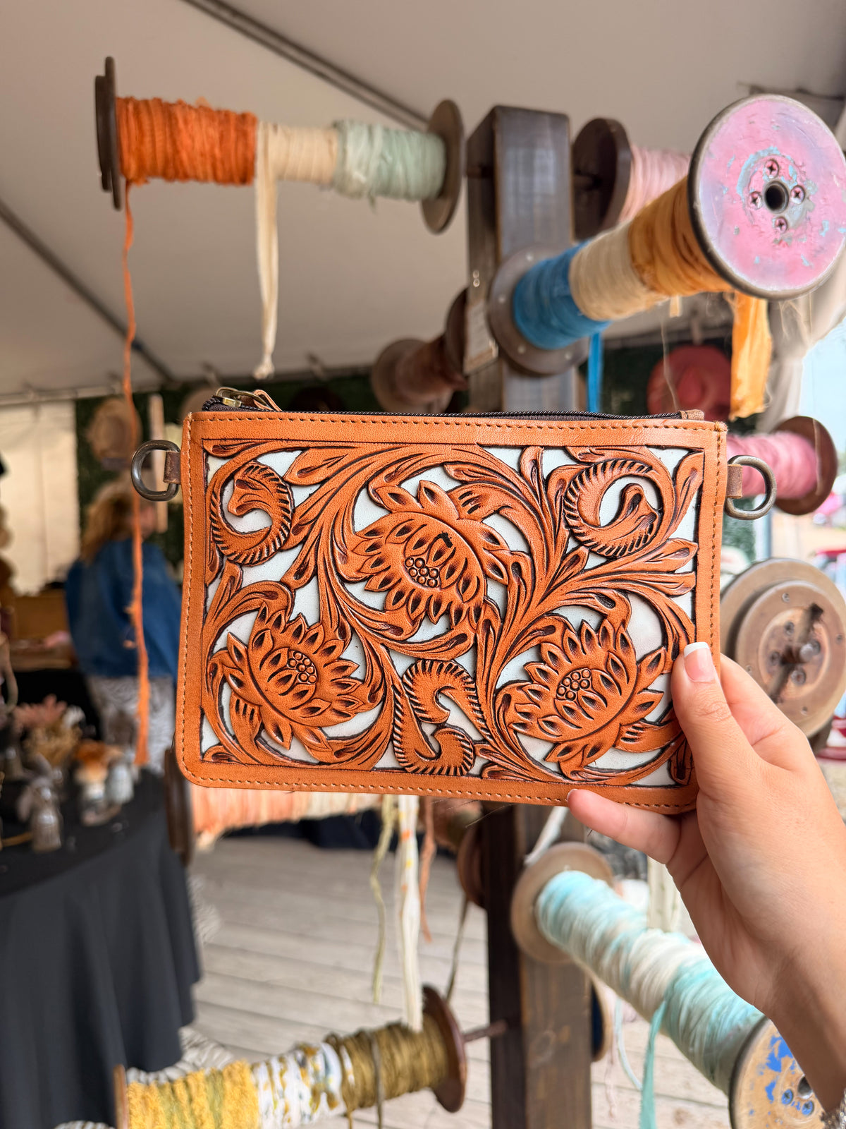 Floral Tooled Crossbody